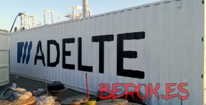 rotulo container barco adelte logo
